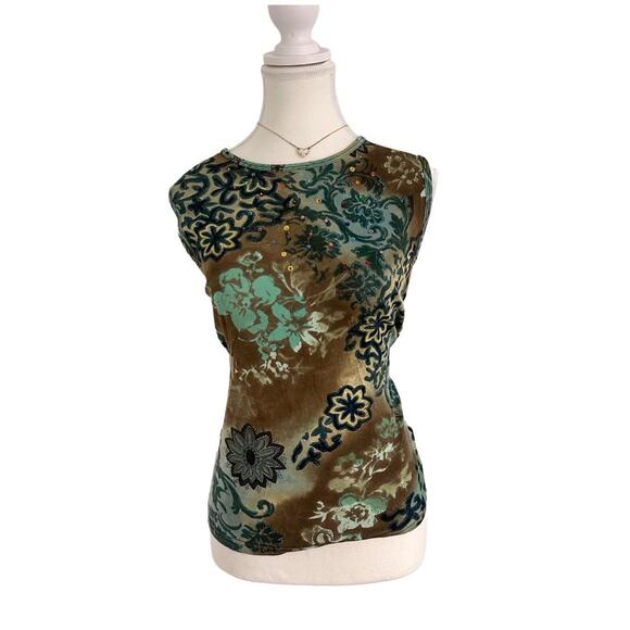 jason maxwell Tops - Jason Maxwell 100% Cotton Floral Vintage Sequin Tank Great Quality